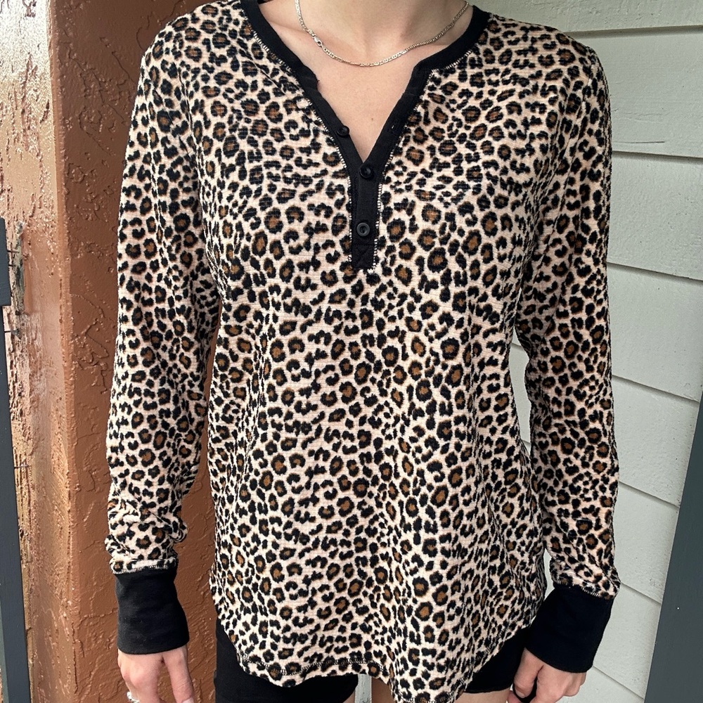Betsey Johnson Cheetah Print Long Sleeve Shirt